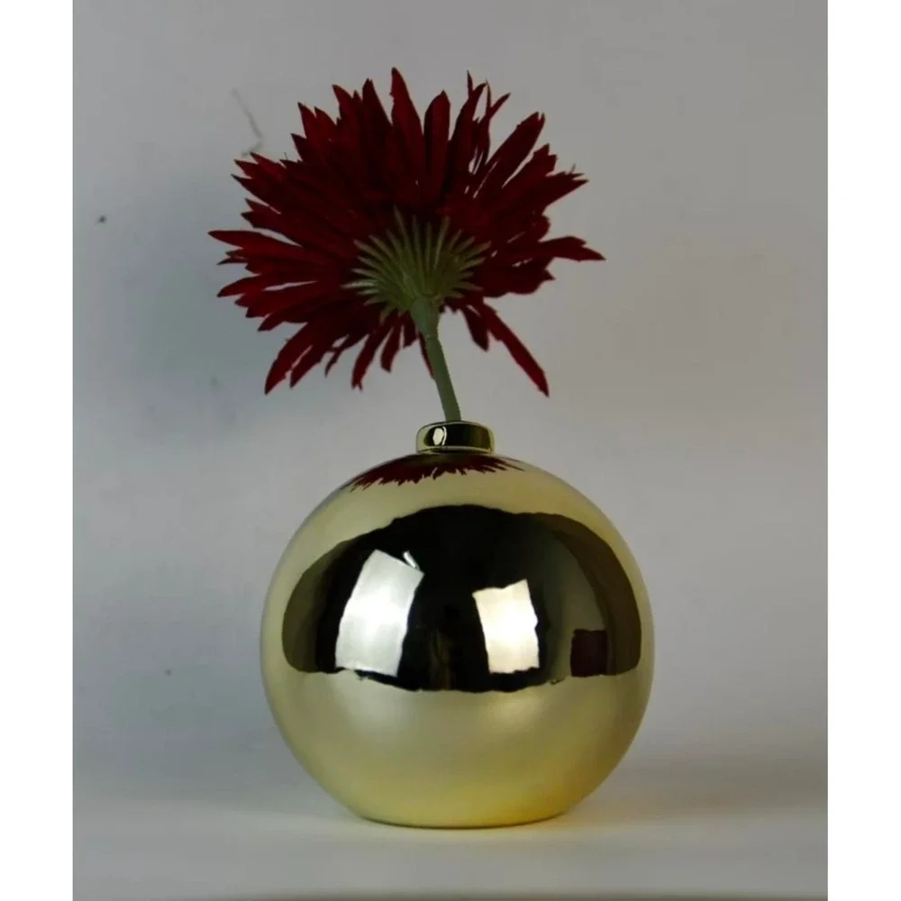 Gold Mirror Vase w/ Flower‎ – New in Box